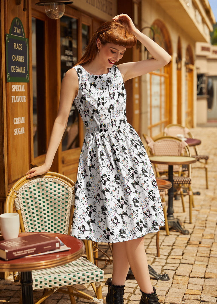 Fabulous Felines Vintage Dress Retrolicious