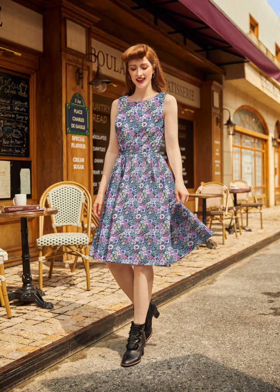 Painted Floral Vintage Dress Retrolicious