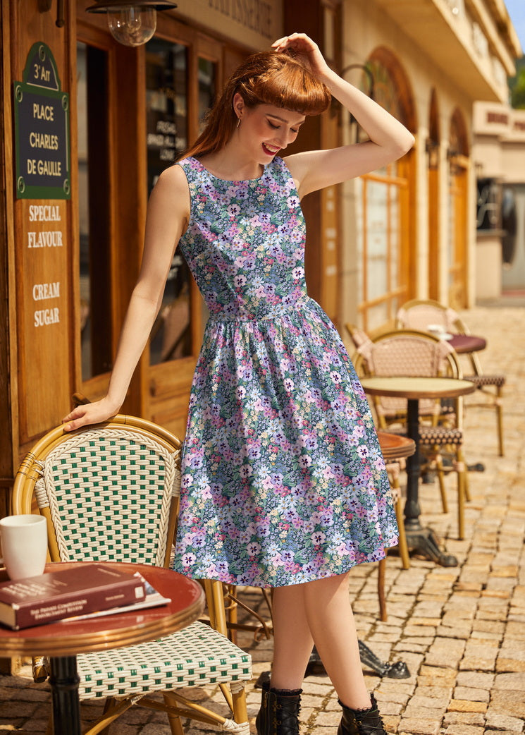Painted Floral Vintage Dress Retrolicious