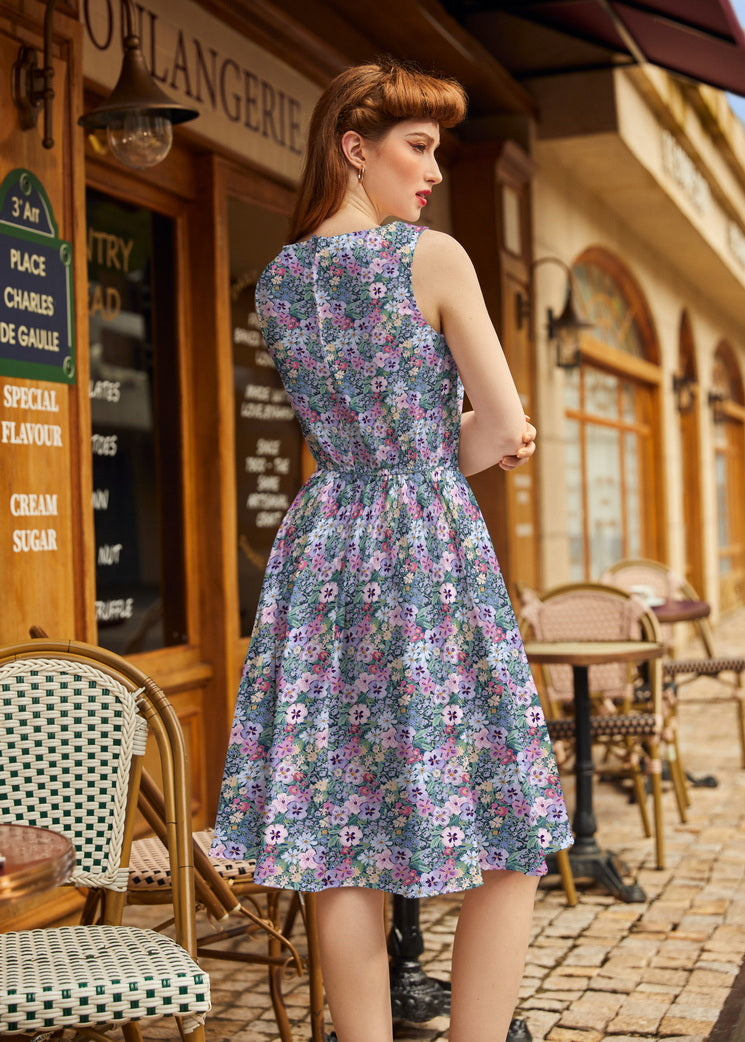 Painted Floral Vintage Dress Retrolicious