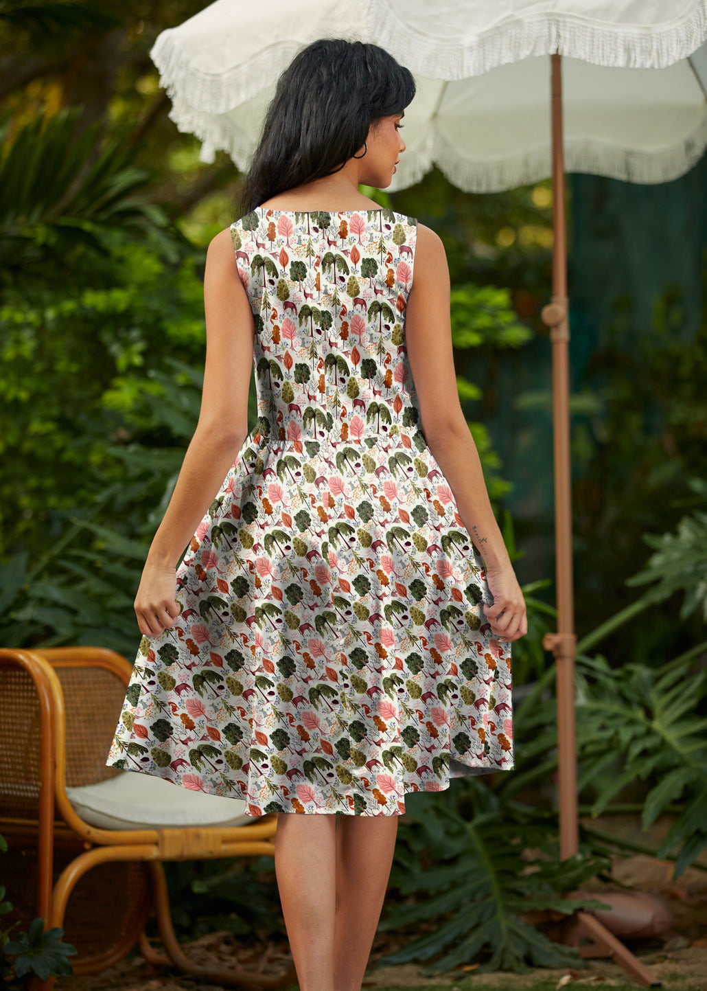 Woodland Vintage Dress in Cream Retrolicious