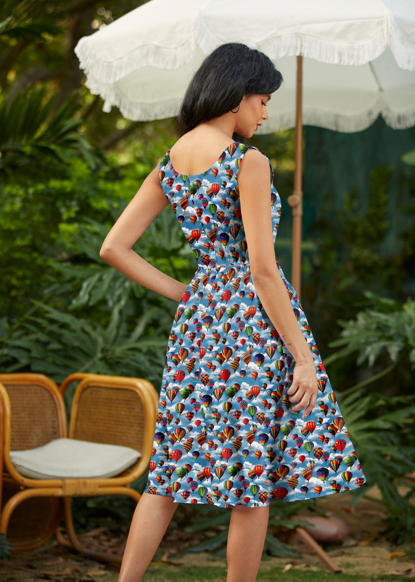 Hot Air Balloons Fit & Flare Dress Retrolicious