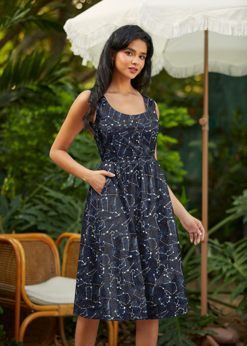 Glow in the Dark Constellations Fit & Flare Dress Retrolicious