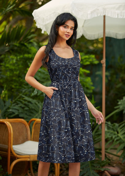 Glow in the Dark Constellations Fit & Flare Dress Retrolicious
