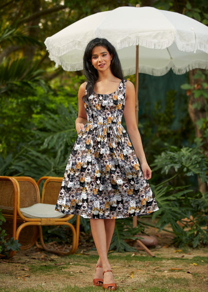 Realistic Cats Fit & Flare Dress Retrolicious