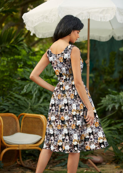 Realistic Cats Fit & Flare Dress Retrolicious