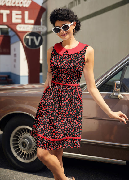 Hearts Collared Dress Retrolicious