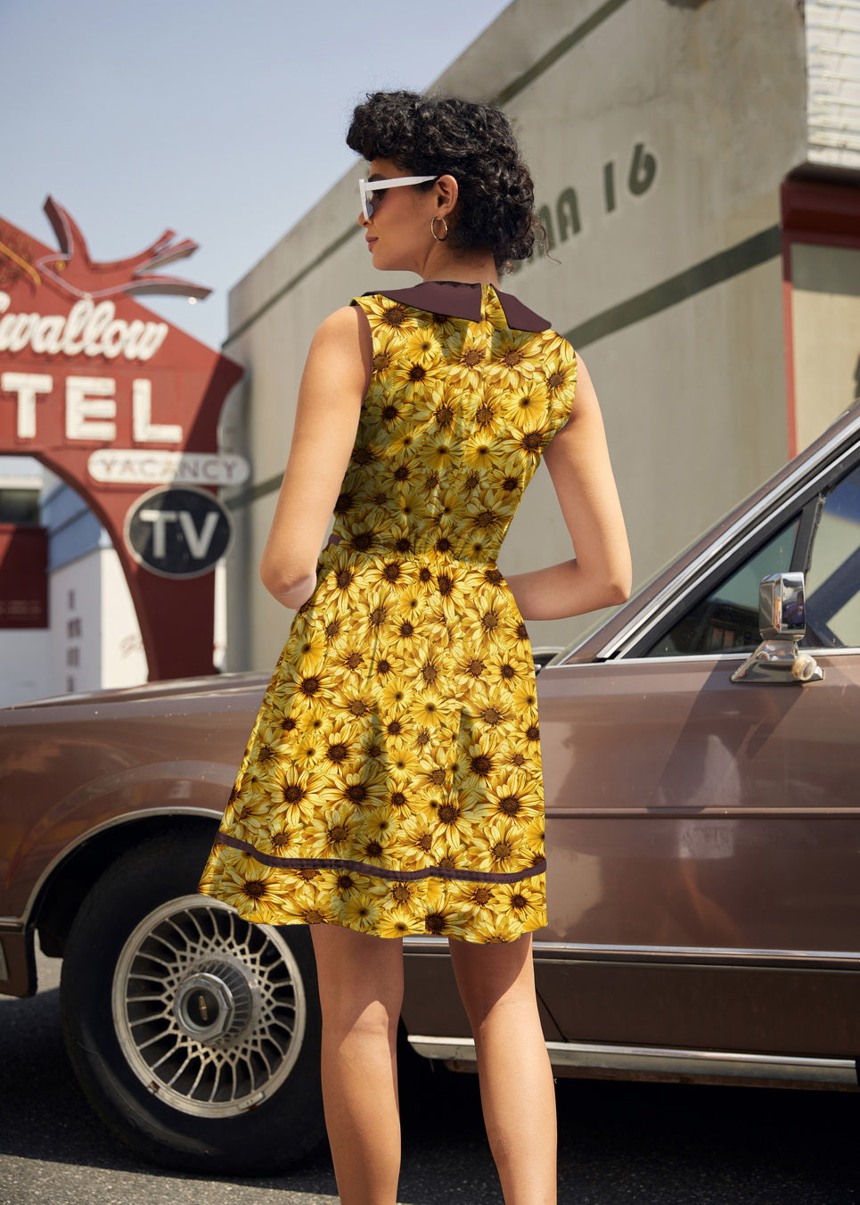 Sunflower Collared Dress Retrolicious