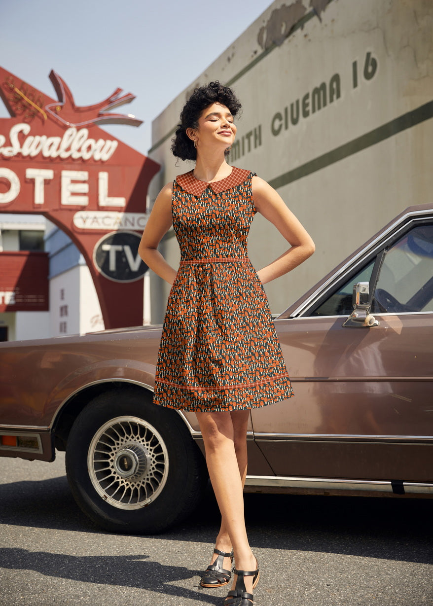 Mushroom Collared Dress Retrolicious