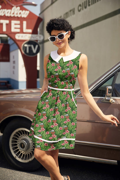 Flowers Collared Dress Retrolicious
