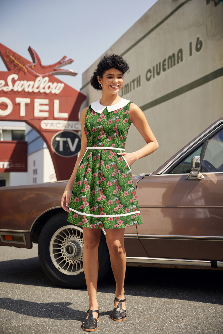 Flowers Collared Dress Retrolicious