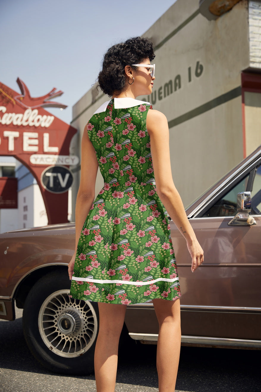 Flowers Collared Dress Retrolicious