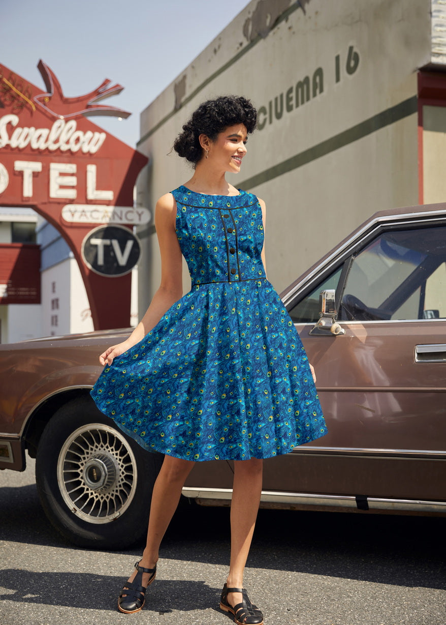 Elizabeth Dress in Peacock Retrolicious