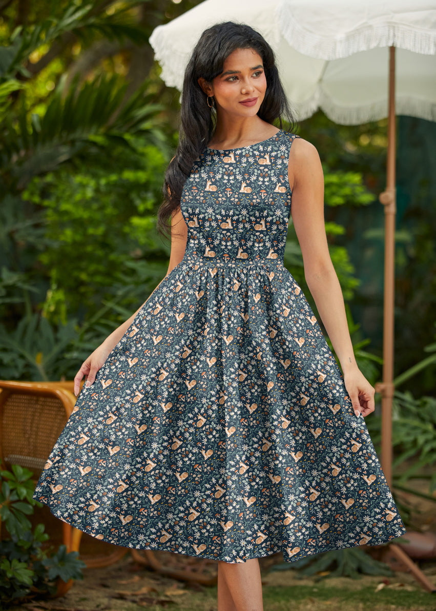 Deer Midi Dress Retrolicious