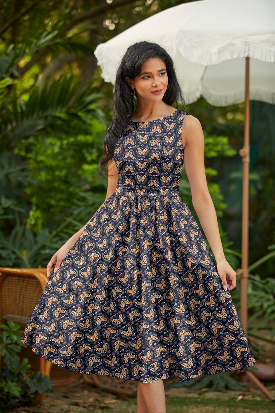 Moth Midi Dress Retrolicious