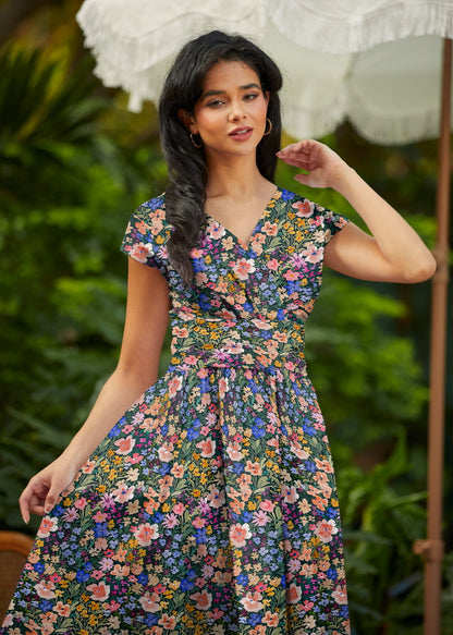 Painted Floral Greta Dress Retrolicious