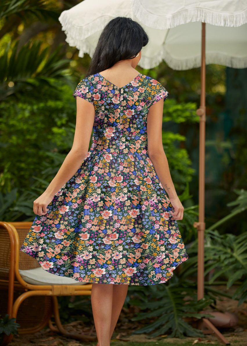 Painted Floral Greta Dress Retrolicious