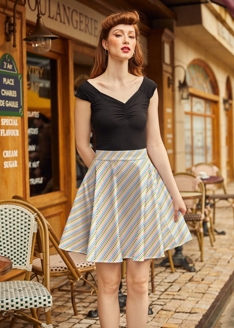 Rainbow Stripe Skater Skirt Retrolicious