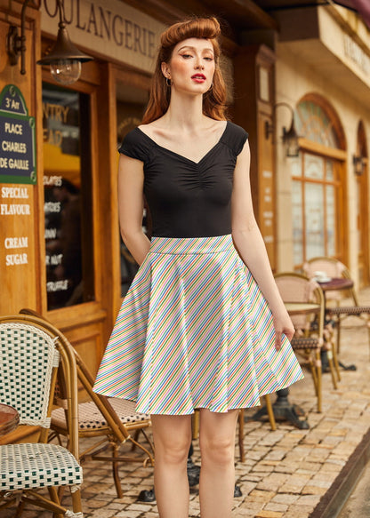Rainbow Stripe Skater Skirt Retrolicious