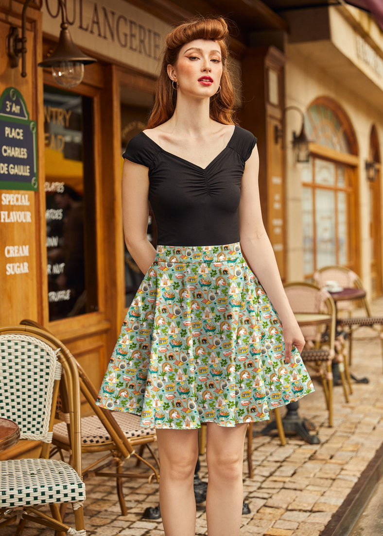 Cats & Plants Skater Skirt Retrolicious