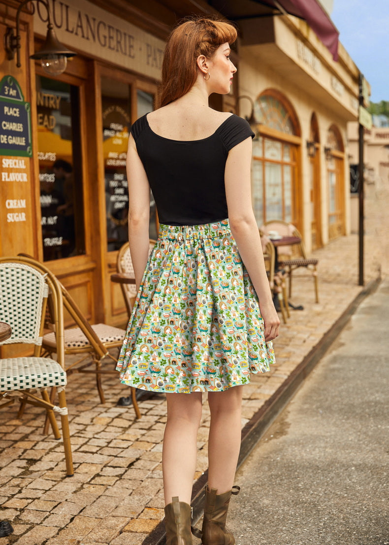 Cats & Plants Skater Skirt Retrolicious
