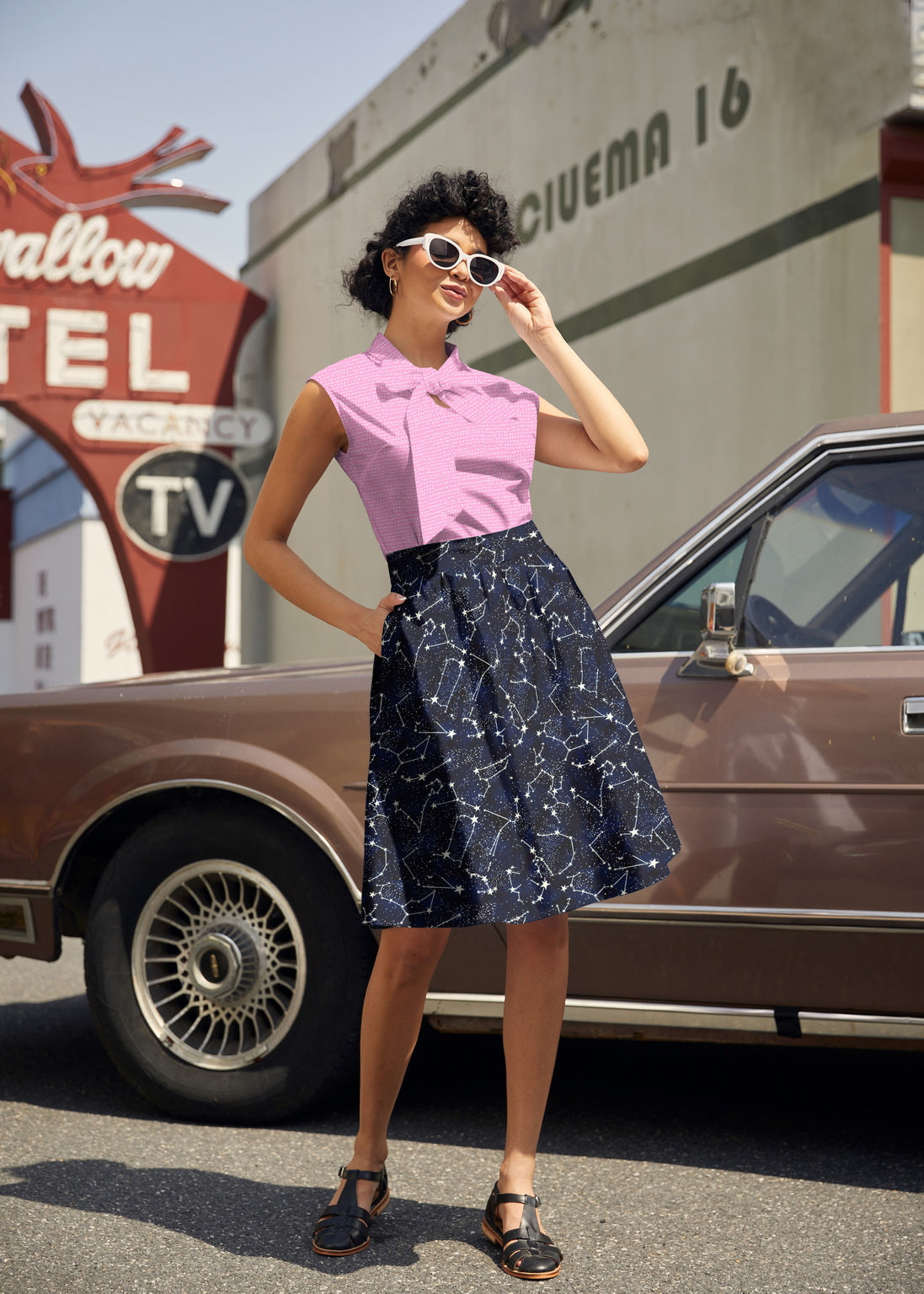 Glow in the Dark Constellations A-line Skirt Retrolicious