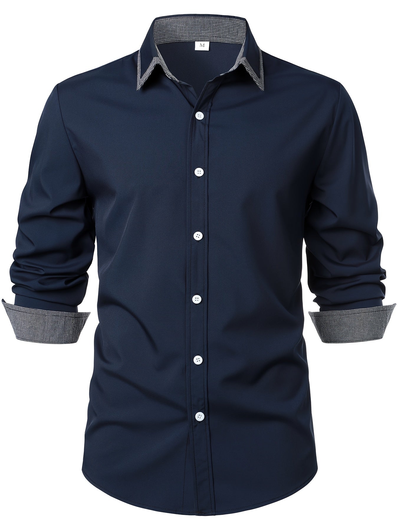 Men'S Color-Blocked Checkered Casual Long-Sleeve Shirt NovaCart