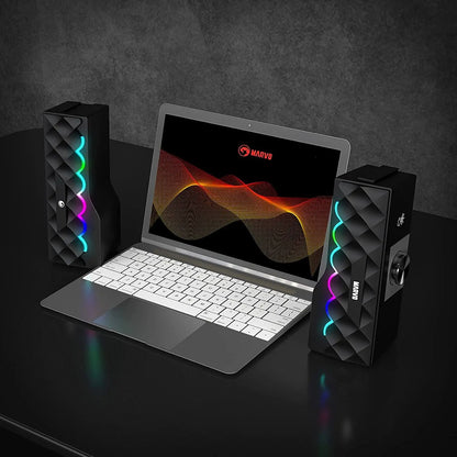 Elevate Your Audio Experience with the Marvo SG280 RGB PC Speakers - Wireless & Wired Connectivity, Touch Control, and Stunning Sound for Gaming, Movies, and Music