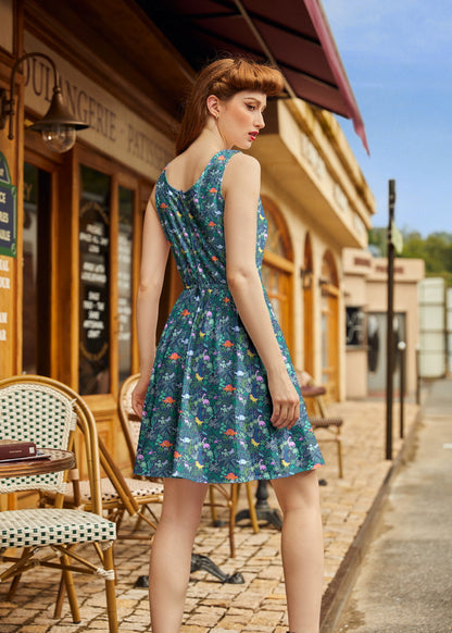 Dino Shorter Length Fit & Flare Dress Retrolicious