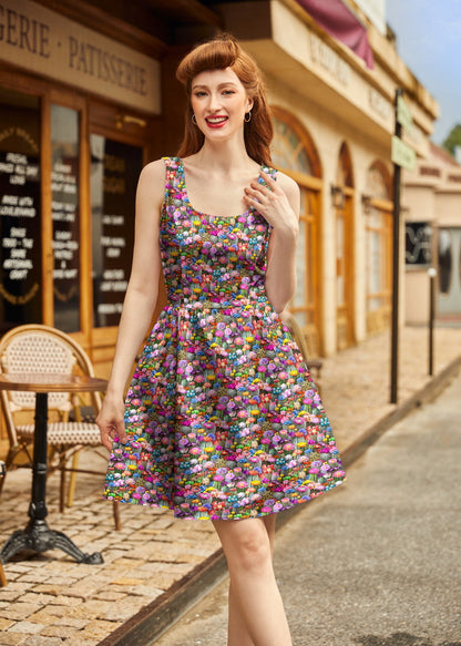 Desert Blooms Shorter Length Fit & Flare Dress Retrolicious