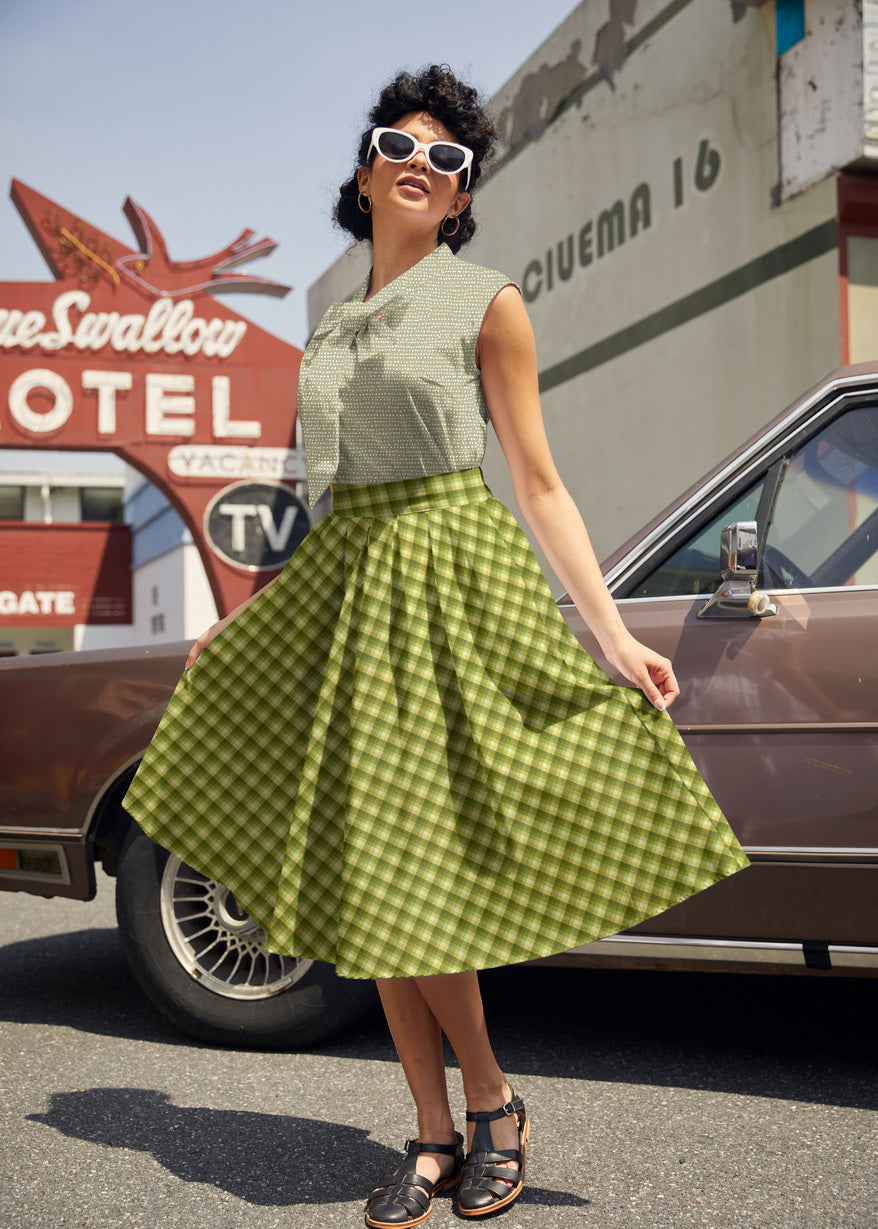 Green Plaid Doris Skirt Retrolicious
