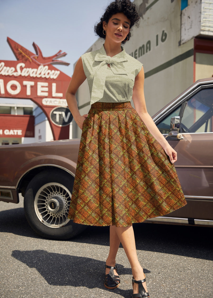 Rust Plaid Doris Skirt Retrolicious