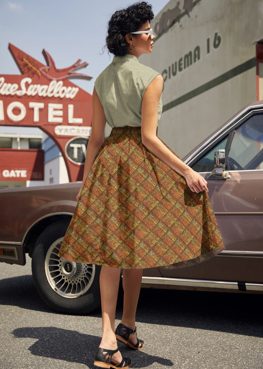 Rust Plaid Doris Skirt Retrolicious