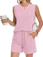 Casual Ribbed Knit Sleeveless Top and Shorts Set New Era Fashion LLc