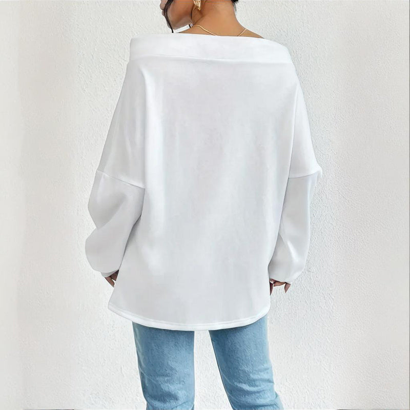 Plus Size Off Shoulder Pullover FitiqueFit