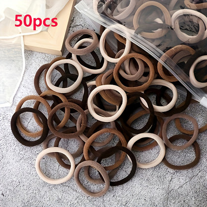 50pcs/Set Women   Basic Hair Bands 1.57inch Simple Solid Colors Elastic Headband Hair Ropes Ties Hair Accessories Ponytail Holder NovaCart