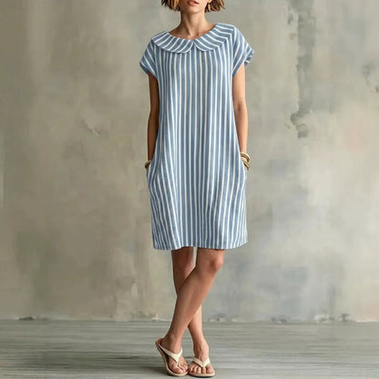 Women's Striped Bodycon Midi Dress – High-Waist Sleeveless FitiqueFit
