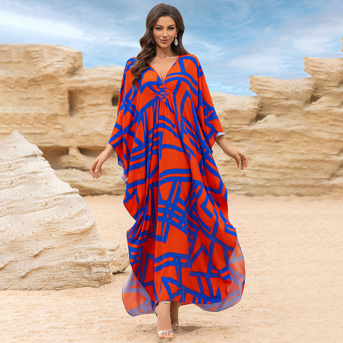 Fashion Personalized Cotton Printed Beach Dress Women Grayceful LLC