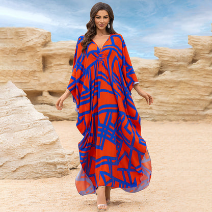 Fashion Personalized Cotton Printed Beach Dress Women Grayceful LLC