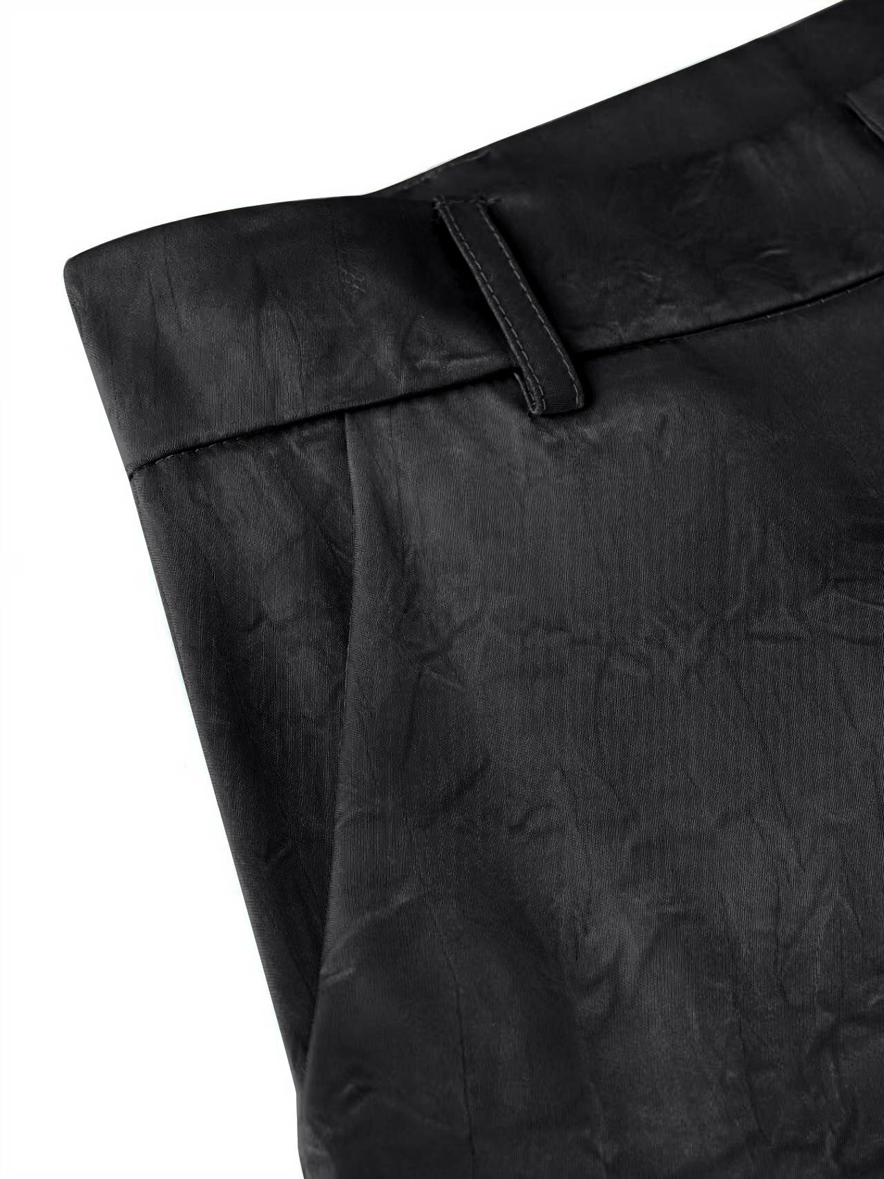 Women's Silky Satin Wide-Leg Trousers – High-Waist Pocket Pants FitiqueFit