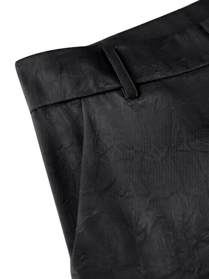 Women's Silky Satin Wide-Leg Trousers – High-Waist Pocket Pants FitiqueFit