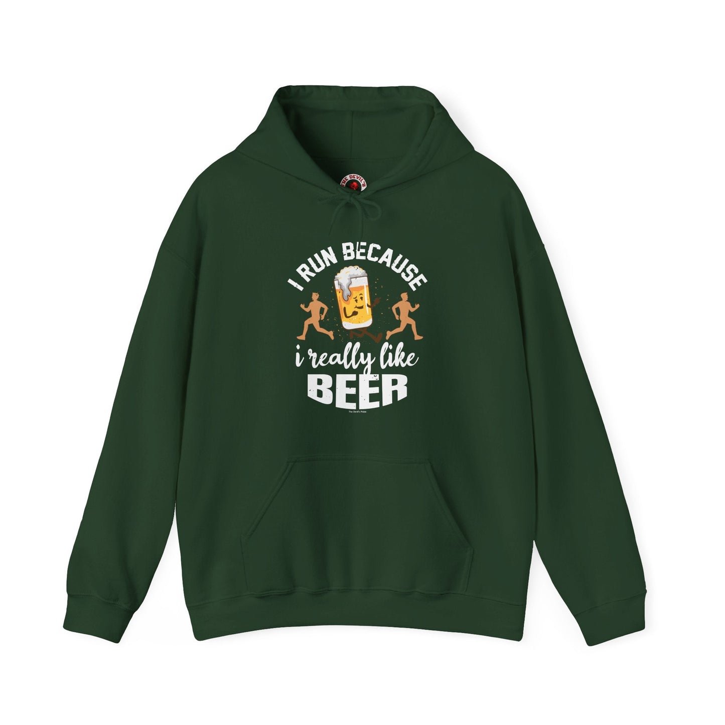 I Run Because I Really Like Beer Hooded Sweatshirt The Devil's Pickle