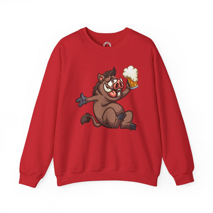 Beer Drinking Boar Crewneck Sweatshirt The Devil's Pickle