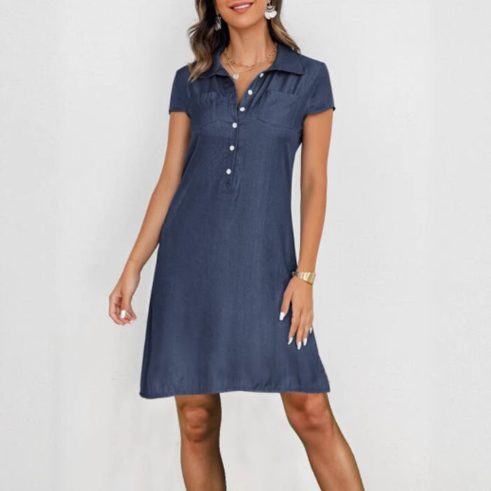 Split Pocket Large Swing Skirt Plus Size Casual Denim Dress Grayceful LLC