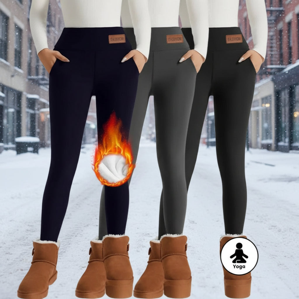 Women’s High-Waist Fleece-Lined Warm Leggings FitiqueFit