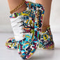 Round-Toe Thick-Sole Lace-Up Sneakers — Women’s Casual Print Shoes FitiqueFit