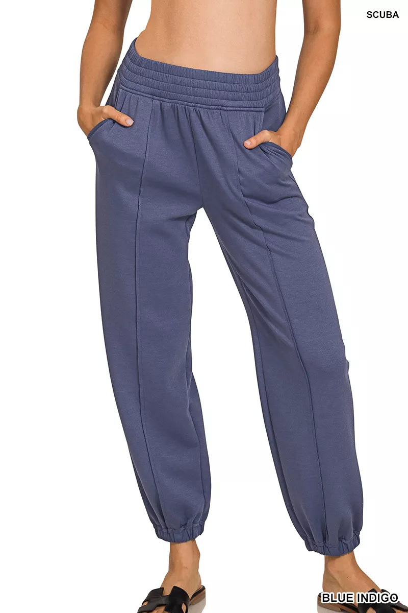 Zenana Scuba Elastic Waist Joggers with pockets New Era Fashion LLc