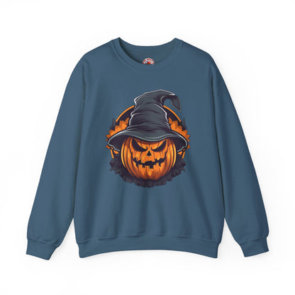 Scary Witch Pumpkin Halloween Crewneck Sweatshirt The Devil's Pickle