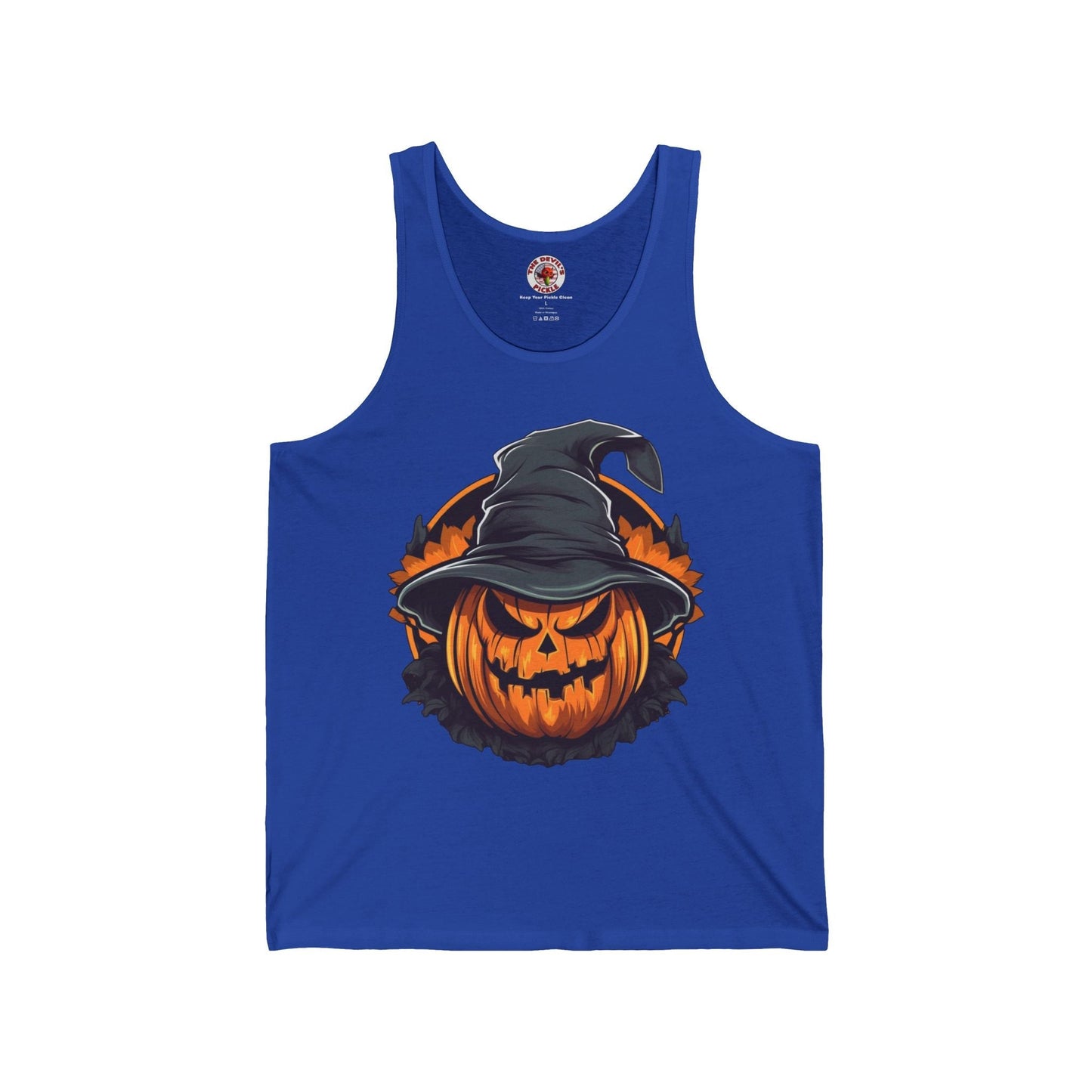Scary Witch Pumpkin Halloween Tank Top The Devil's Pickle