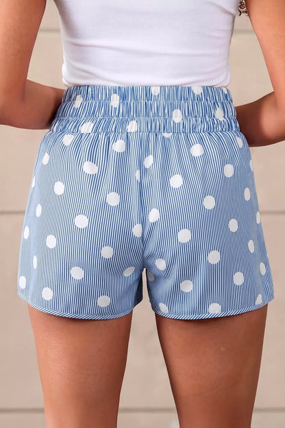 Polka Dot Striped Elastic Waist Shorts New Era Fashion LLc